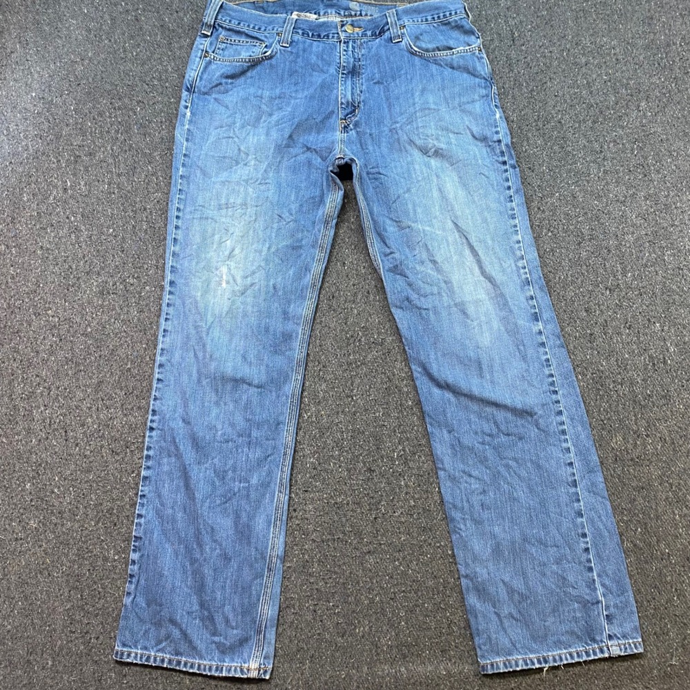 Carhartt Relaxed Straight Fit Jeans 38x34 Mens Blue Workwear Skater B320 Denim